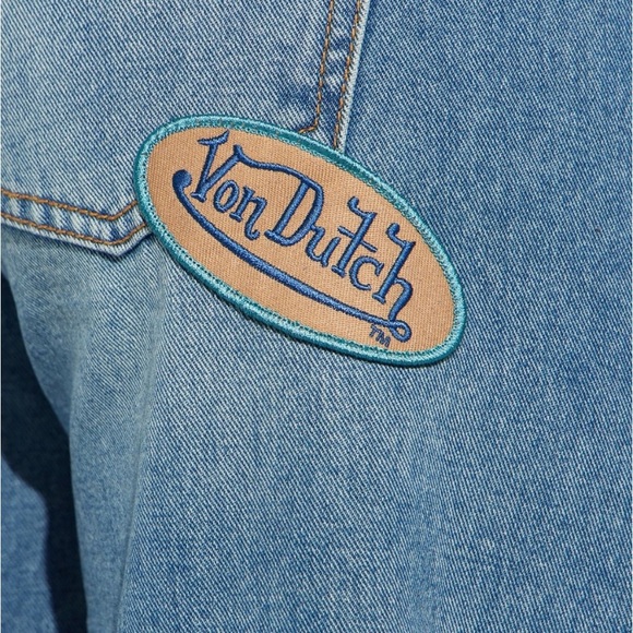 Von Dutch Blue Flare Wide Leg Jeans with Graphic Design - Picture 3 of 4